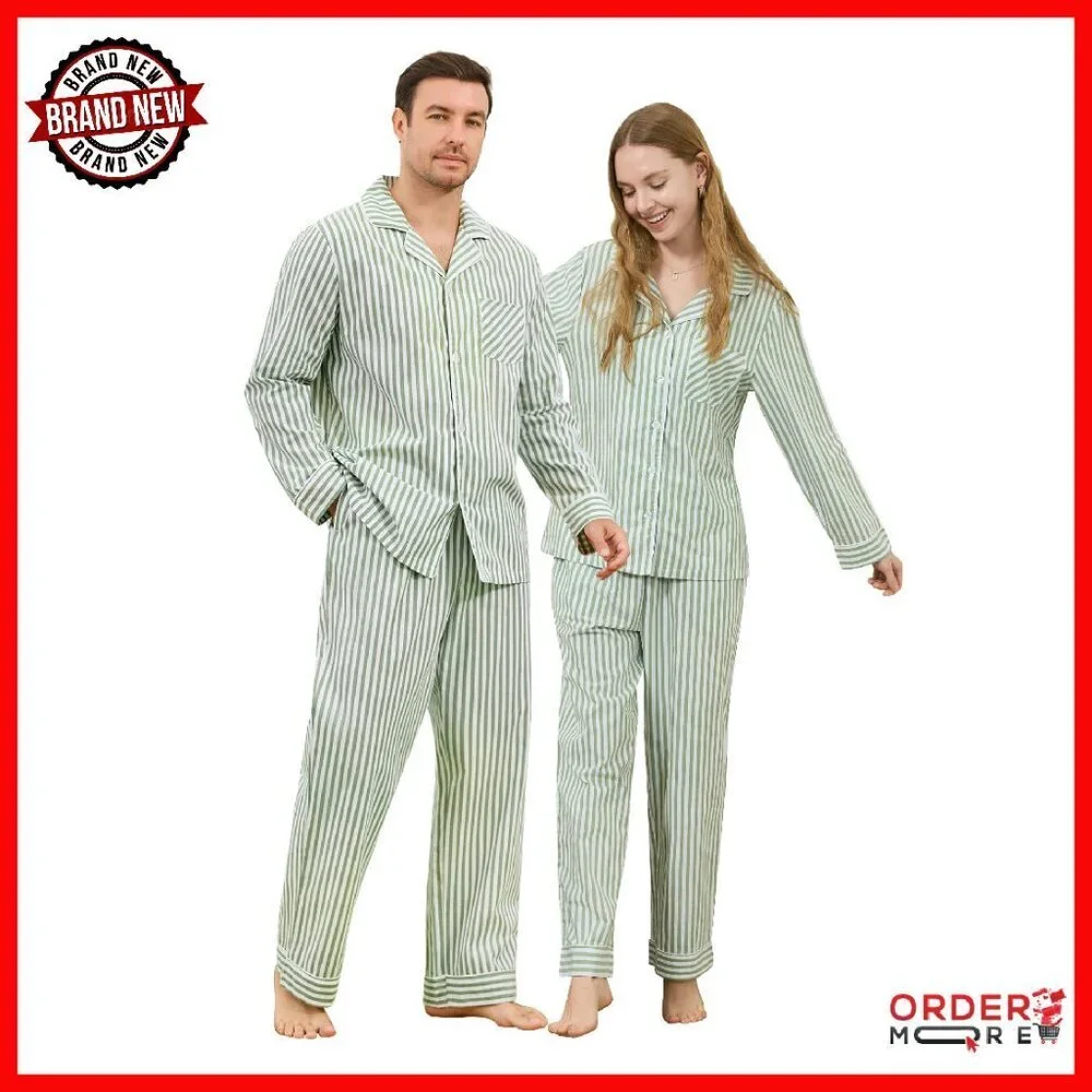 Soft Cotton Pajama Set with Pockets, Long Sleeve Sleepwear for Women